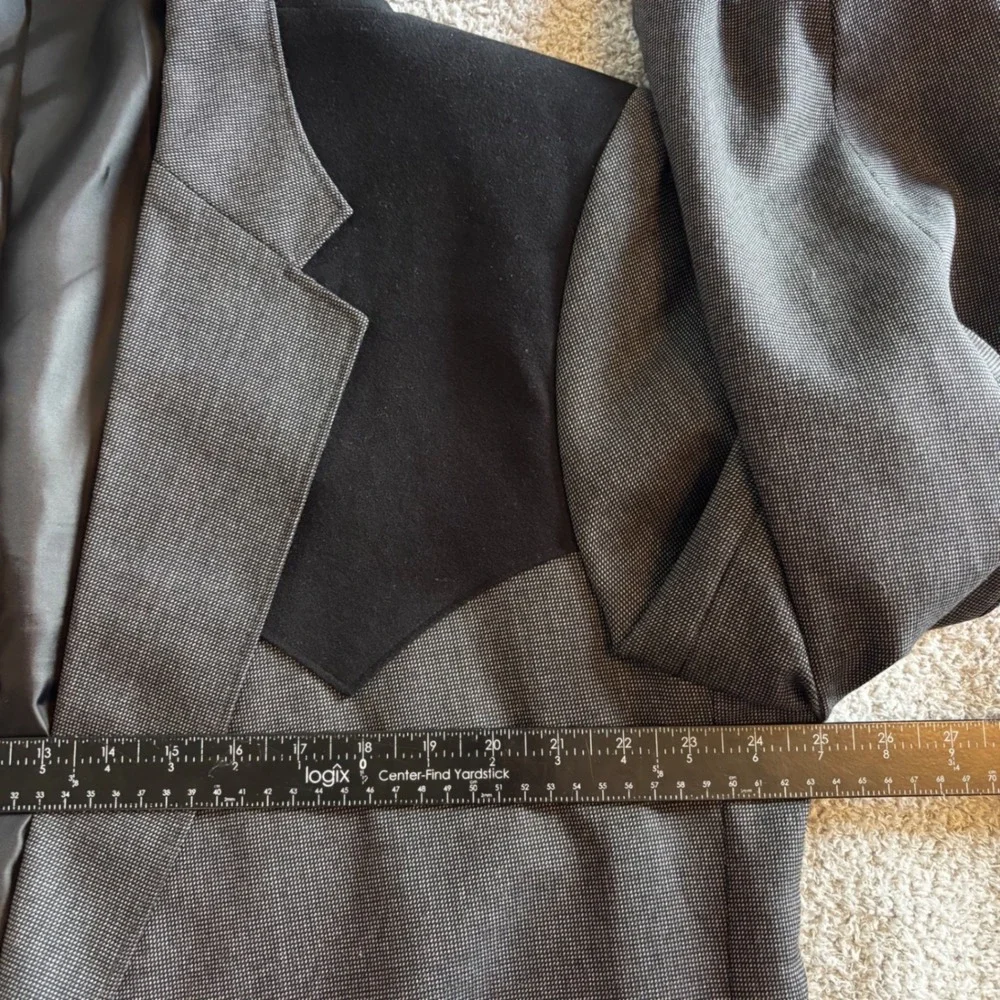 Circle S Dallas Mens Grey Western Blazer 50L Sport Coat Black Suede Yoke Cowboy